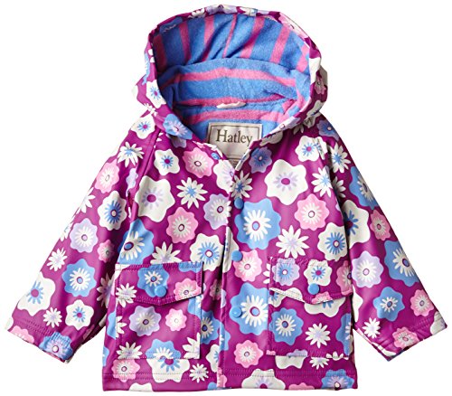 Hatley Baby Girls 0-24m Graphic Flowers Raincoat, Purple, 9-12 Months (Manufacturer Size:6-12 Months)