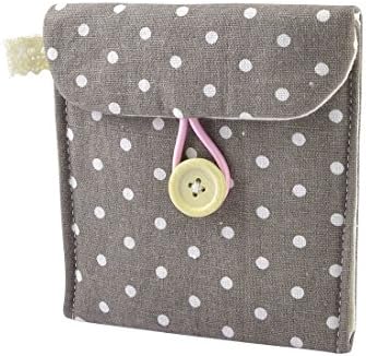 Heelinna Mini Cotton Blends Dotted Sanitary Napkin Holder Pouch(Coffee)