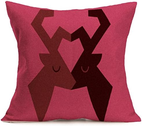 kaifongfu sales,Lovers Painting Linen Cushion Cover Throw Waist Pillow Case Sofa Home Decor 18 " x 18 " (B)