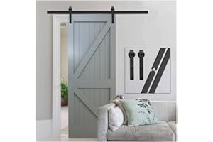 GIFSIN Herrajes para puerta corredera de granero de 122 cm, rieles empalmados, apto para ancho máximo de 61 cm, kit sin puerta