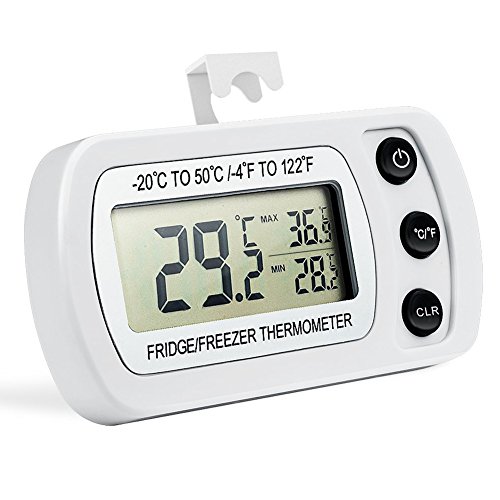 Preisvergleich Produktbild LIVEHITOP Wasserdicht Kühlschrank Thermometer, LCD-Digital-Kühlschrank Gefrierschrank Thermometer mit Haken Max / Min-Speicher-Funktion -20 bis 50 (-4 bis 122F), ideal für zu Hause, Bars, Cafes, Restaurants