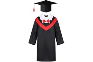 iEFiEL Abito da Laureato Set Toga Laurea e Tocco Cappello Laurea Costume da Laureato per Bambini Studenti Elementare Medi Linea Costume Carnevale Travestimento 4-12 Anni