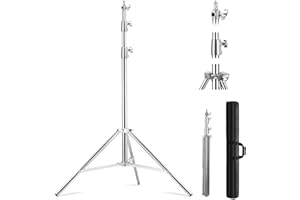 Soonpho Supporto per Luce Buffer a Molla da 3 m,Supporto per Treppiede Flash in Acciaio Inossidabile con Custodia e Adattatore da 1/4, 3/8 Pollici,per Registrazione Videos im Studio,Softbox