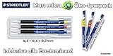 Mine federnd gelagert Staedtler Marsmicro 0,3-0,7 3er Set farbig  Öko Set mit Nachfüllminen HB 0,3 0,5 0,7