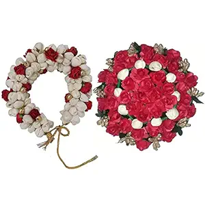Maahal? Bridal Bun Maker Hair Accessories Gajra/Juda Decoration For Wedding, Pack-02