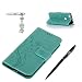Produktbild Google Pixel XL Hülle, Google Pixel XL Schutzhülle, Alfort 3 in 1 Lederhülle Fashion Design Premium PU Leder Hohe Qualität Tasche Case Cover Kasten Abdeckung Wallet für Google Pixel XL 5.5" Smartphone Funktion Standfunktion Unterstützte Telefone und Magnetverschluss mit Schmetterling ( Grün ) + Alfort Schwarz Stylus Pen + Netter Staub Stecker