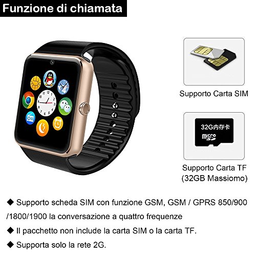Smartwatch Android, Willful Smart Watch Telefono con SIM Card Slot Fotocamera OLED Orologio Fitness Sport Android Wear Pedometro Bluetooth per Donna Uomo Bambini per iPhone Samsung Sony Android iOS Smartphone ( Contapassi, Calorie, Distanza, Sonno, Notifica Chiamata e SMS, Notifica APP (Facebook, WhatsAPP...), Controllo Remoto Fotocamera e Musica, Promemoria Sedentaria, Allarme, Calcolatrice, Calendario, Registrazione, Anti-Smarrimento, Trova il Telefono )
