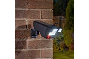 Garden Mile Dummy CCTV Camera Outdoor Pir Solar Decoy Fake Camera and Floodlight - Motion Activated Dummy Camera Security Light - Waterproof Fake CCTV Camera Blinking Flashing Red Light - Black