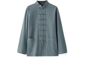 Vnook Traditionelle Chinesische Kung-Fu-Kleidung Aus Baumwolle Und Leinen, Tai Chi-Uniform For Herren, Wing Chun-Kleidung Zen-Meditation Tang-Anzug Hanfu-Jacke Hemd Mantel Kampfsportanzug