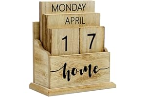 BEALIFE Vintage Wooden Calendar Festive Decorations For Home Decor Wood Perpetual Calendar Desk Calendar Photography Props, HOME