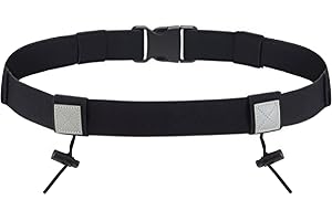 Löpstartnummerband, justerbart löpbä med nummerinnehåll, midjeväska för triathlon, maraton, cykling, jogging, svart, svart, Sporter