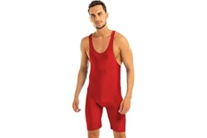 inhzoy Homme Body Débardeur Combinaison de Sport Fitness Combishort Bodysuit Justaucorps sans Manche Salopette Extensible Maillot de Corps Lutte Singlet Suspensoir