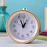 LLSJZ Europäischen Retro-Schlafzimmer stumme Wecker stumm Metall Wecker, Gold