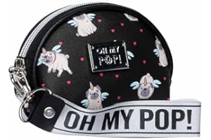 Oh My Pop! Pug-Monedero Oval, Negro, 11.5 x 9 cm