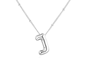 Qyalie Bubble Letter Necklace Balloon Initial Necklaces for Women Girls Dainty Alphabet Pendant 14K Gold Plated Puffy Name Personalized Jewelry Gift