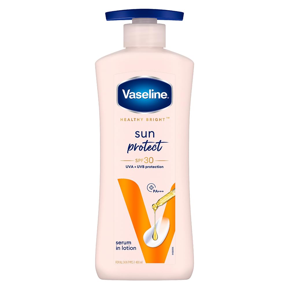 Vaseline Healthy Bright, Sun + Pollution Protection Daily Moisturizer, 400ml, for Glowing Skin, 2-in-1 Body Lotion with SPF 3