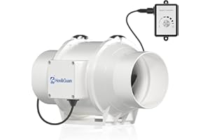 Hon&Guan 125mm EC Regelbarer Rohrventilator mit Drehzahlregler, 561m³/h Inliner Rohrlüfter für Growbox Growzelte Belüftung Wachstumszelte Hydroponik Keller Garage Küche