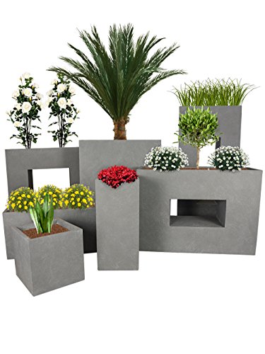 FR Avis PFLANZWERK® Pot de fleur CUBE Jardinière Gris 38x44x44cm *Résistant au gel* *Protection UV* *Qualité européenne*