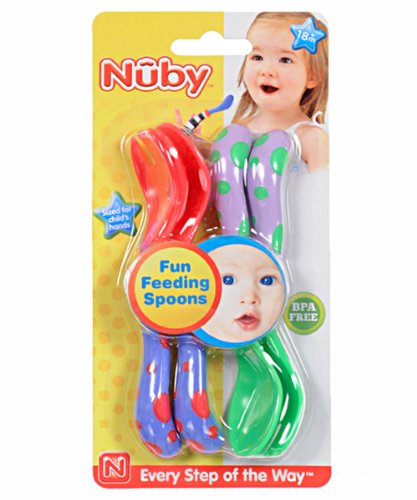 Nuby Fun Feeding Spoons & Forks 2-Pack - red/green, one size