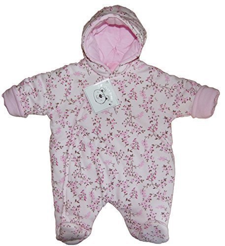 Baby Bonito Padded Pink Floral Snowsuit all in one (6-9 months, Pink Flowers)