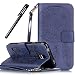 Samsung Galaxy S5 Wallet Case Blue,Galaxy S5 Neo Flip Cover Campanula,BtDuck Imprinted Bookstyle Portable Strap Leather Case with ID/Credit Card Slots Pouch,Vintage Flowers Patterned Slim-Fit PU Leather Protective Carrying Cases Wallets Purse Silicone Inner Shell Skin with Built-in Magnet Closure Full-body Protection Case for Samsung Galaxy S5 i9600 + Black Stylus Pen