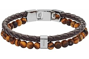 Fossil Herrenarmband aus Edelstahl oder Leder mit Faltverschluss