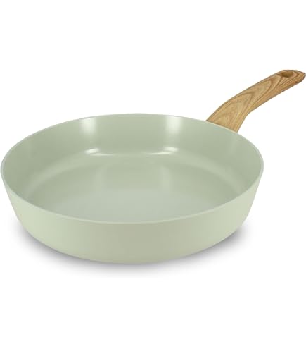 MENASTYL Friggitrice Ad Aria Calda Colorama 4.5L - Celadon Con Manico In Legno, Touch Screen E 8 Programmi
