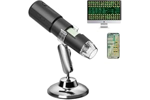 JURCHEN Wireless Wifi Digital Microscope 50X-1000X Magnification Adjustable Stand 8 LEDs Mini Microscope Handheld Portable Digital Microscope Suitable For IOS, Android, iPad