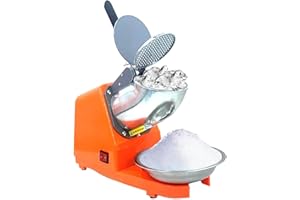 NICCOO Tritaghiaccio Elettrico 300W, Tritaghiaccio a Doppia Lama, ritaghiaccio Elettrico Professionale con Ciotola in Acciaio Inossidabile, Acciaio Inossidabile, per Bar e Ristoranti(Arancia)