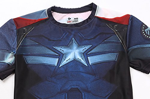 Cody Lundin® Herren Kompression Rüstung Amerika Held Logo Fitness laufen Sport Kurzarm - 3