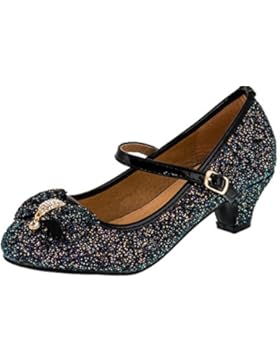 Festliche Mädchen Glitzer Schuhe Pumps Innen echtes Leder