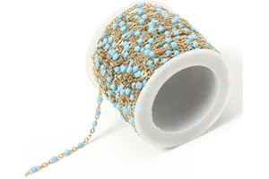VIXDA 2 mètres Collier en Or chaîne en Acier Inoxydable coloré émail Perles chaînes en Vrac pour la Fabrication de Bijoux résultats de chaîne Composants Bricolage