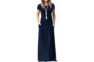 DEARCASE Vestito Donna Maxi, Abito Lungo Casual Morbido a Maniche Corte/Lunghe da Donna, Donna Maniche Lunghe Stampa Floreale Maxi Vestito Abiti Lunghi con Tasche