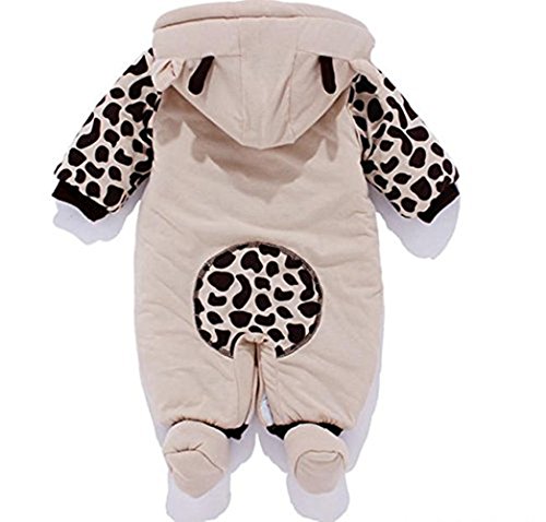Baby Kid Toddler Girl Boy Unisex Winter Autumn One Piece Cotton Romper Warm Coverall Clothes Thick Outwear Cute Outfits Hooded Coat Jumpsuit Playsuit Catsuit Beige 3-9M Size 80