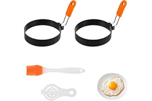 MNIIMALUXE 2 Stück Spiegeleiform,Pancake Form,Spiegeleierformen Für Die Pfanne,Spiegeleier Form,Runde Eierringe Eierformer für Eierpfanne Spiegeleipfanne Pancake Pfanne,Stainless Steel Egg Ring Moulds Orange
