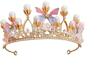 GTYARYUA Krone Mädchen, Kinder Krone, Glitzernde Gold Tiara Krone, Kristall Krone für Mädchen, Strasssteinen Tiara, Gold Krone, Diadem Kinder Krone, Karnevals-Cosplay-Krone für Mädchen