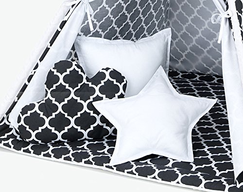 SOLENZO Tipi Enfant Noir et Blanc Complet pour Chambre de garçon ou Fille