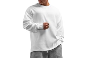 Muscle Alive Hommes De Base Manche Longue Gaufre Sweatshirts Ample Entraînement Workout Chemise à col Rond