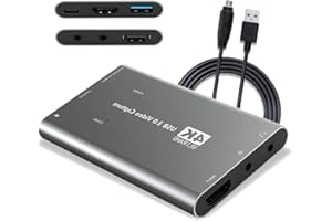 KuWFi Scheda di acquisizione audio video 4K 1080P 60FPS, dispositivo di acquisizione video HDMI USB 3.0 per registrazione di giochi, trasmissione live streaming, Xbox One/PS4/fotocamera/Windows