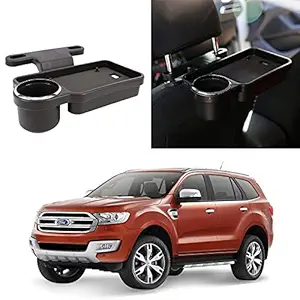 Oshotto Foldable Car Auto Headrest Rear Back Seat Table Drink Food Cup Tray Holder Compatible with Ford Endeavour - Black