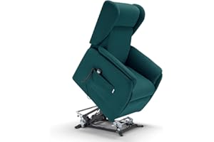 REDÒKASA Poltrona relax elettrica FIRENZE MADE IN ITALY per anziani e disabili con kit batteria optional, 2 motori, 4 ruote, optional antimacchia (Con Kit Batteria, Tessuto Antimacchia, Petrolio)