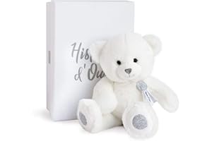 Histoire d'Ours - Peluche Ours - Blanc & Pailleté Argenté - 24 cm - Collection Charms - Peluche Toute Douce & Toute Ronde - Avec Boite Cadeau pour Enfant dès 2 ans - Idée Cadeau Naissance - HO2805