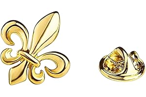 JCHENYE Klassische und elegante Goldfarbene Brosche - Ideal als Geschenk für Männer - Passend für Anzug, Hemd - Mit Fleur - de - Lys und Lilienmotive, auch als Manschettenknöpfe verwendbar