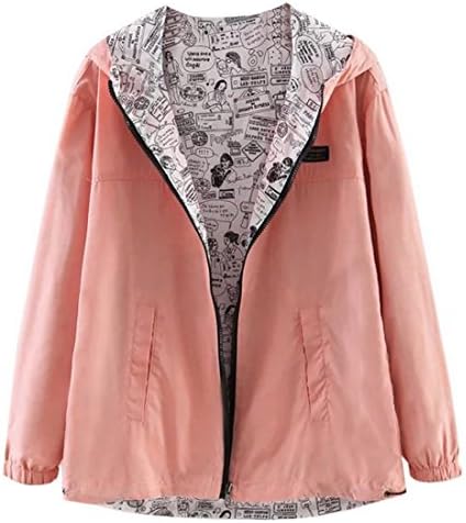 Dihope Women's Reversible Lightweight Hoodie Zipper Cagoule Kagool Jacket