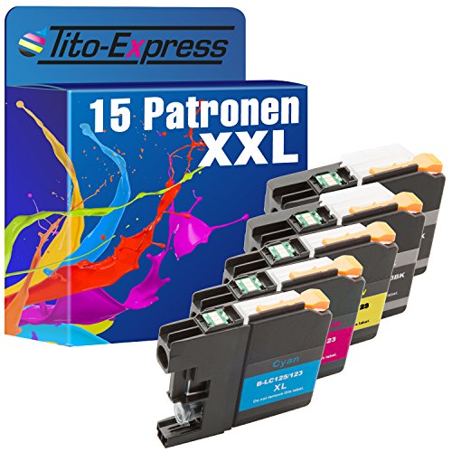 PlatinumSerie® 15x Drucker-Patrone XXL kompatibel für Brother LC121 LC123 MFC-J 875 DW MFC-J 970 DW DCP-J 4110 DW DCP-J 4110 W MFC-J 4310 DW MFC-J 4410 DW