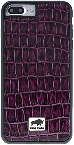 Solo Pelle iPhone 7 Plus / 8 Plus Leather Case Backcover "Flex" made of genuine leather with Crocodile embossing in Purple including exclusive gift packaging