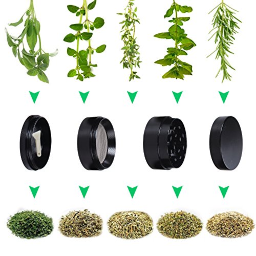edealing (TM) Mini 4 Schichten Legierung Metall Tabak Crusher Hand Muller Smoke Herbal-Kraut-Schleifer (Schwarz) - 3