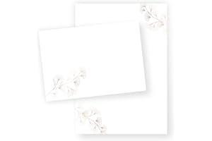ZARTBESAITET.COM SCHÖNE PRODUKTE AUS PAPIER Papier à lettre Ginkgo DIN A5 I Lot de papier à lettre/enveloppes