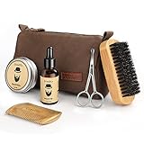 Beard Trimming Kit, 6 Mustache Care Set for Men Care | Beard Oil | Mustache Beard Balm Wax | Beard Brush | Beard Comb | Barber Scissors | Friendly Box Best Set for Mens Beard for Styling Growth Set
