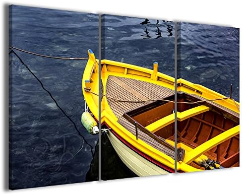 Raffaele de conciliis Yellow Boat Quadro Modern, Canvas/Wood, multicoloured, 120 x 90 cm